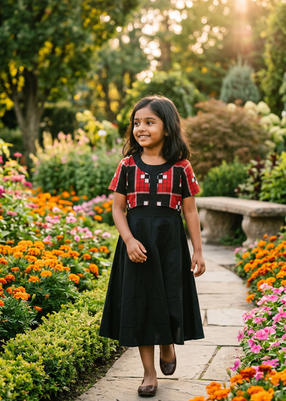 Handloom Kurta Black Passapali Girl Dress