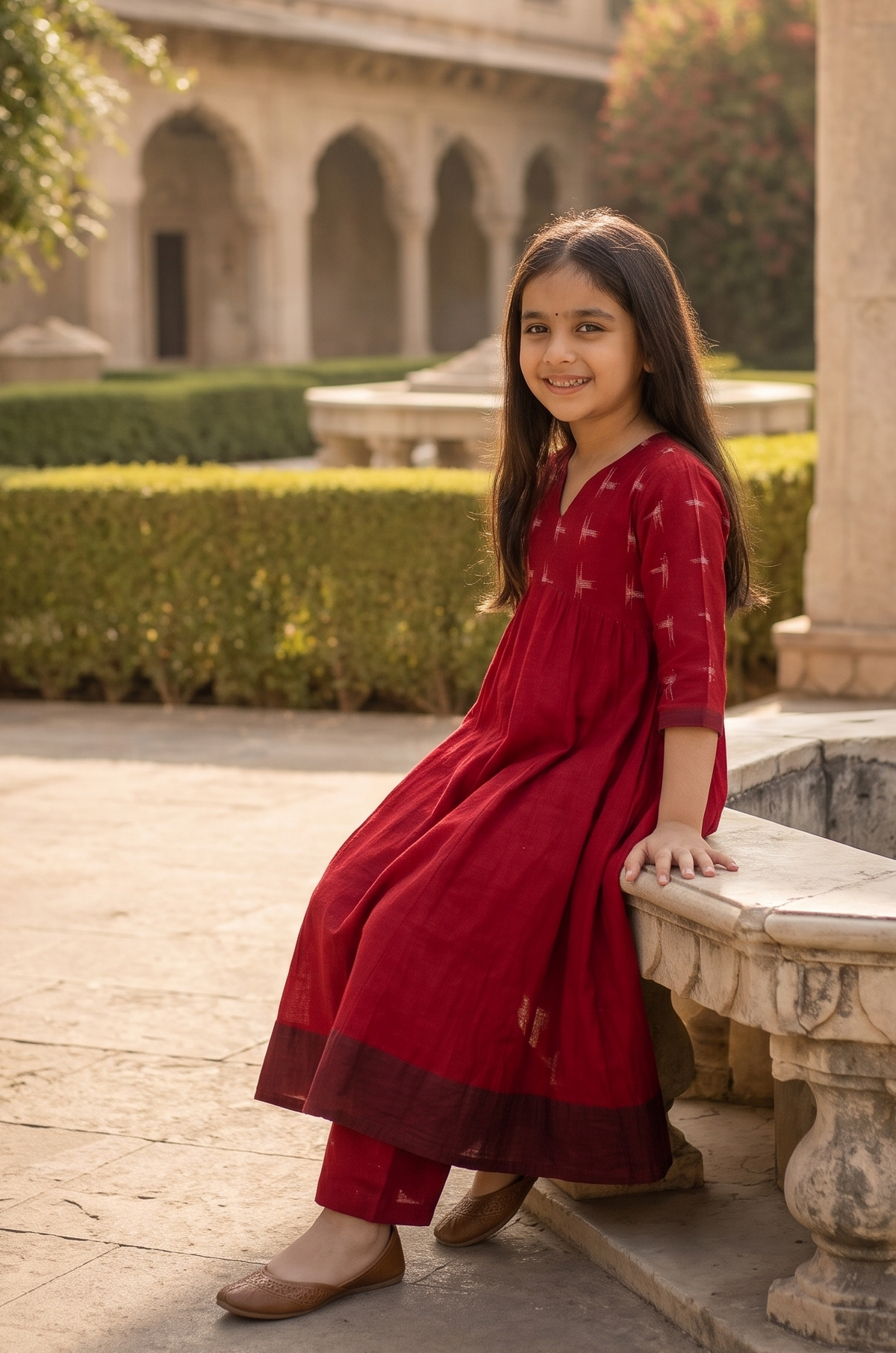 Handloom Girl Marron Kurta Set