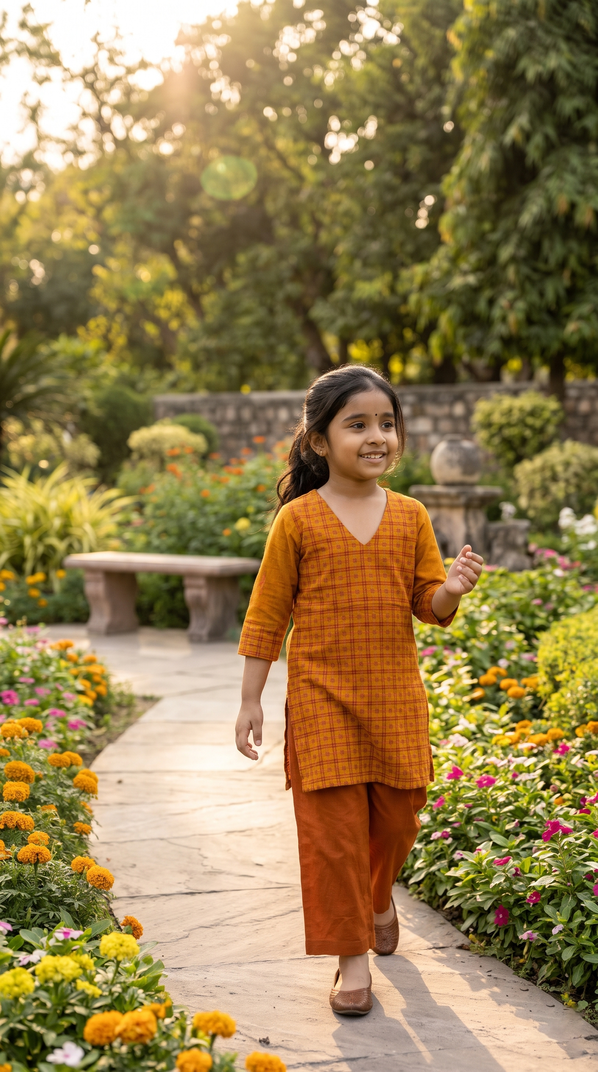 Handloom Girls Yellow Kurta Set