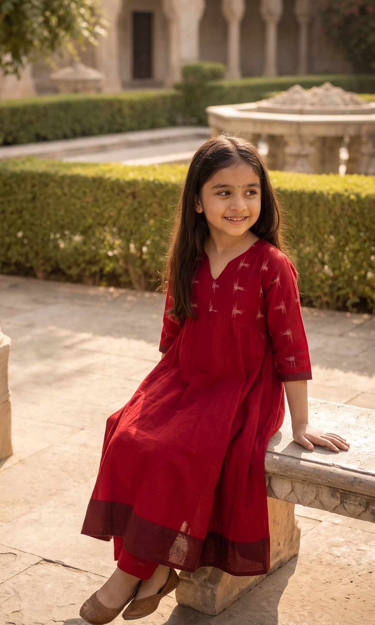 Handloom Girl Marron Kurta Set