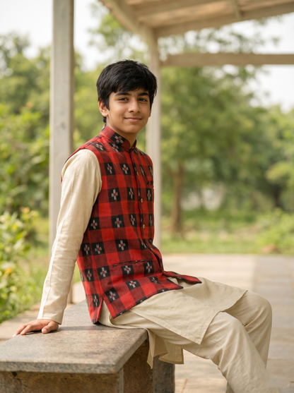 Boys Red Star Half Jacket