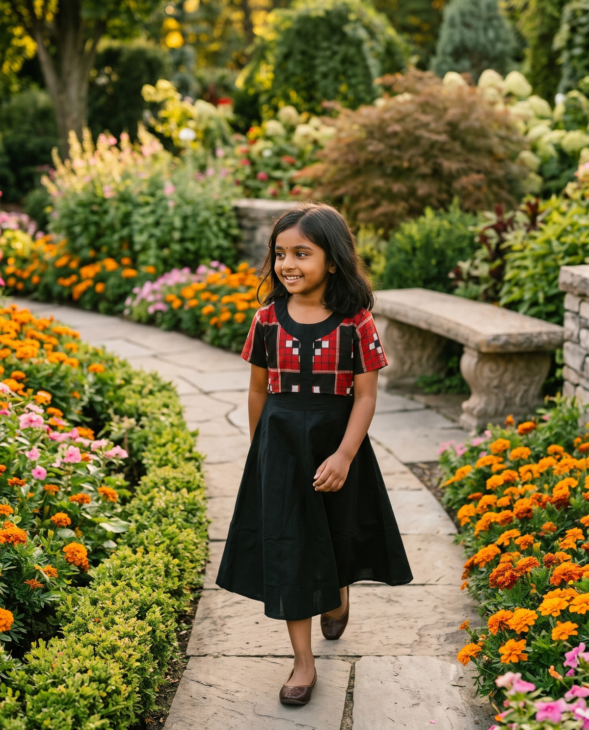 Handloom Kurta Black Passapali Girl Dress