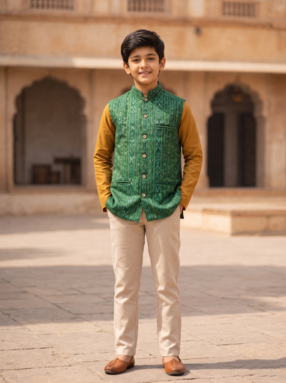Boys Green Half Jacket