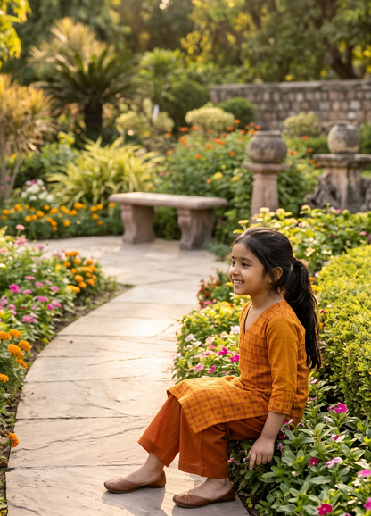 Handloom Girls Yellow Kurta Set