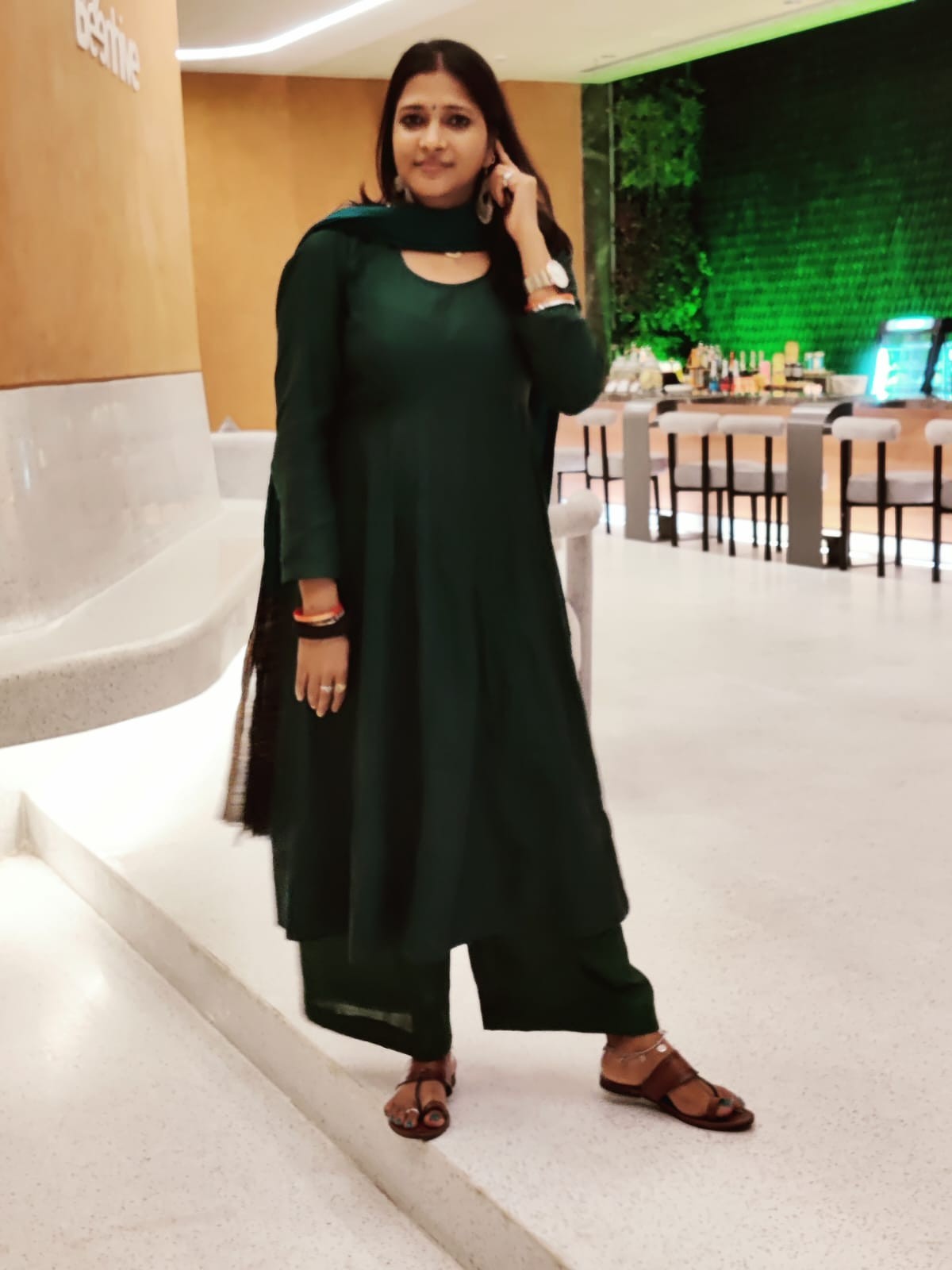 Handloom Green Anarkali Kurta Set