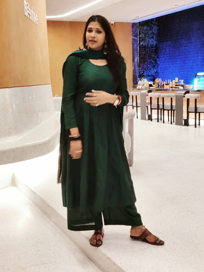 Handloom Green Anarkali Kurta Set