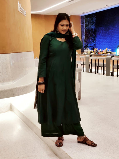 Handloom Green Anarkali Kurta Set