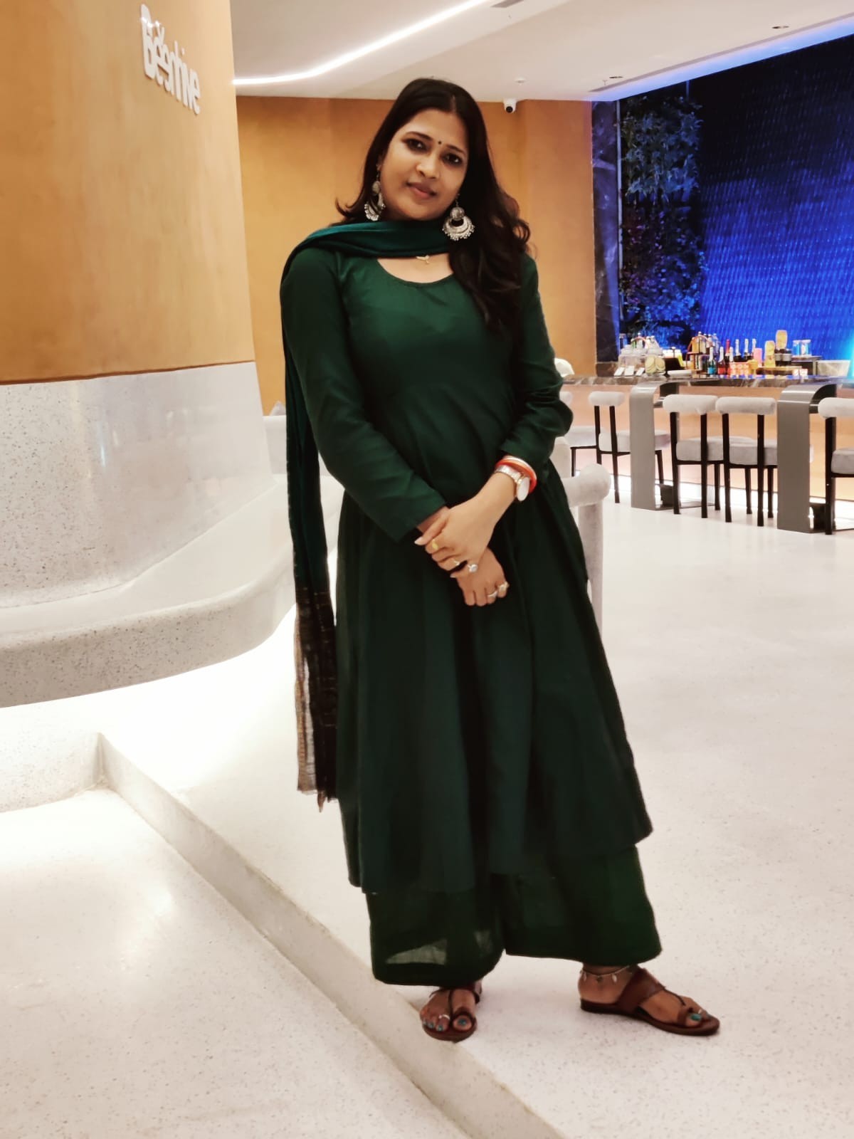 Handloom Green Anarkali Kurta Set