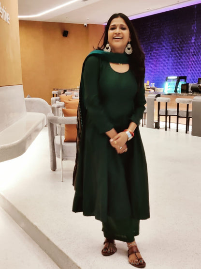 Handloom Green Anarkali Kurta Set