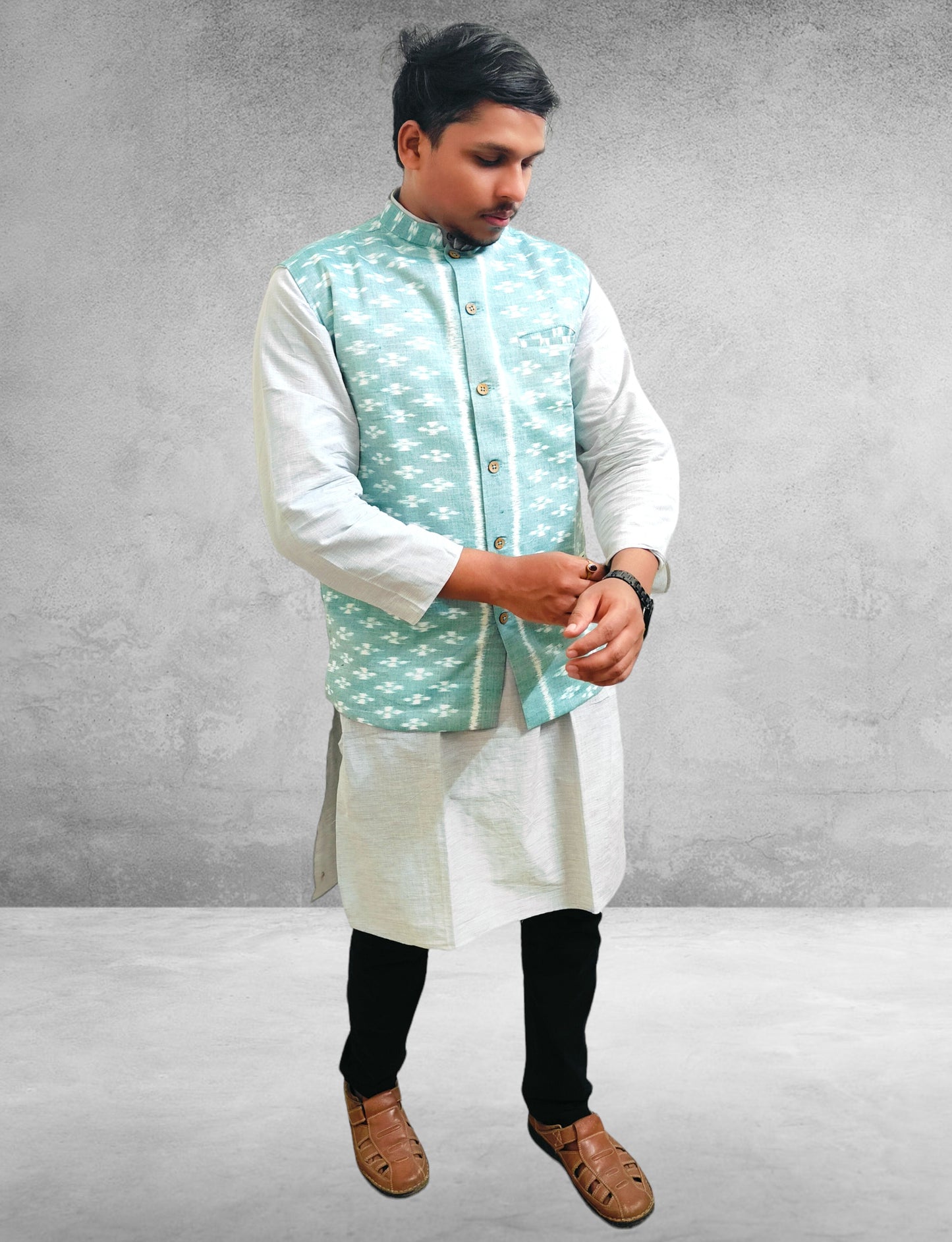 Cotton Modi Jacket, Double Ikkat Modi Jacket | We Handloom