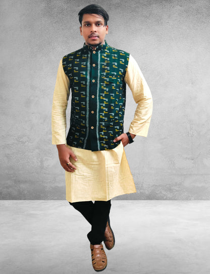 Cotton Ikkar Green Modi Jacket