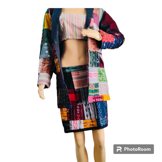 Handloom Patch Work Designer Skirt Sets