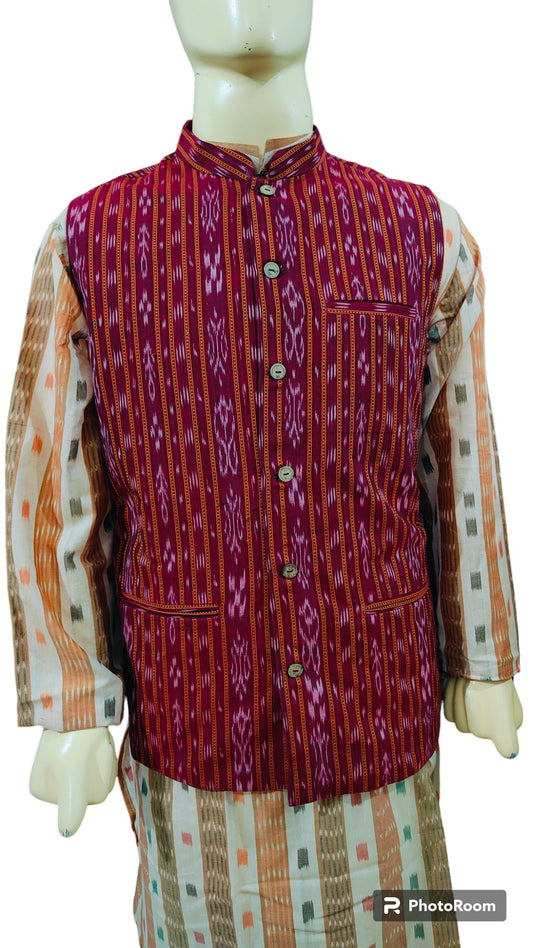 Handloom Mens Maroon Modi Jacket