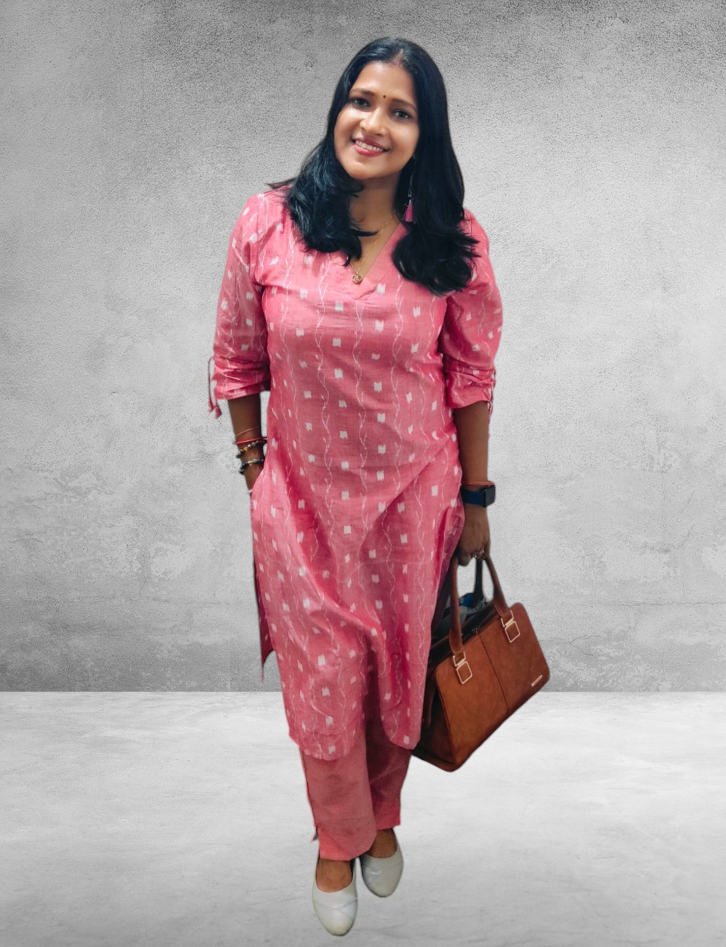 Handloom Pink Kurta & Pant Set