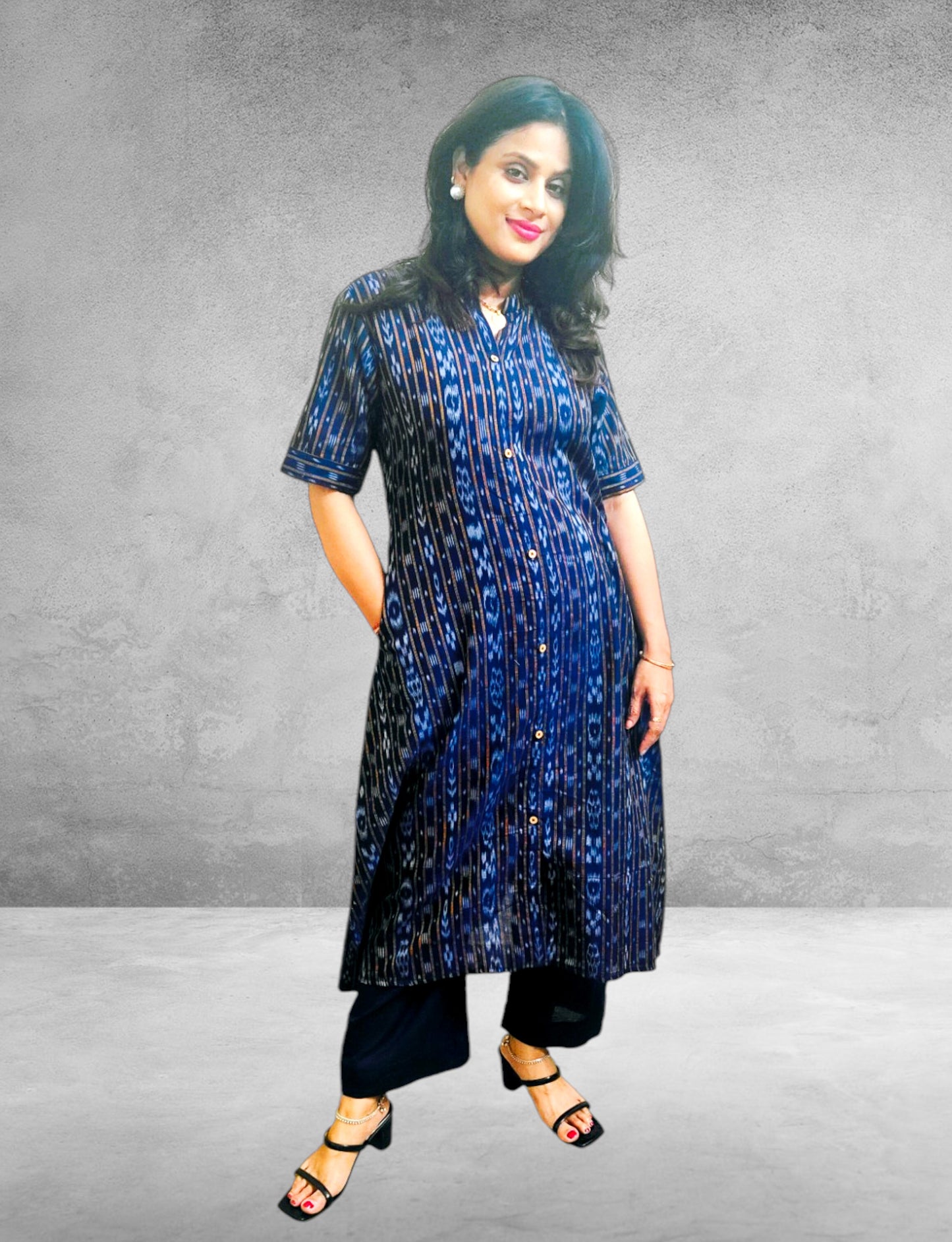 Handloom Blue Aline Kurta Set