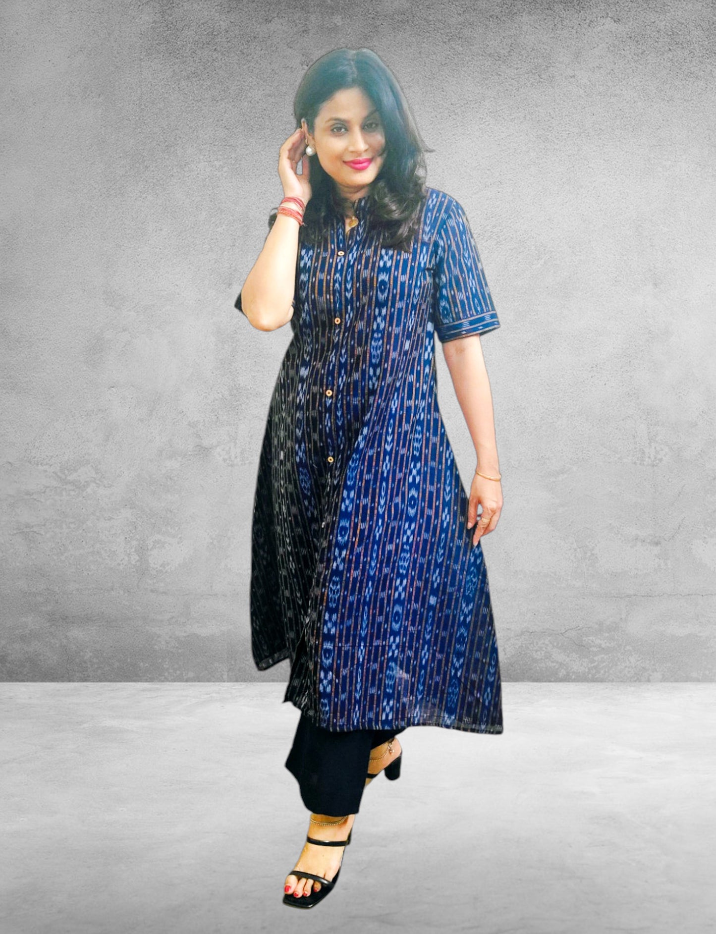 Handloom Blue Aline Kurta Set