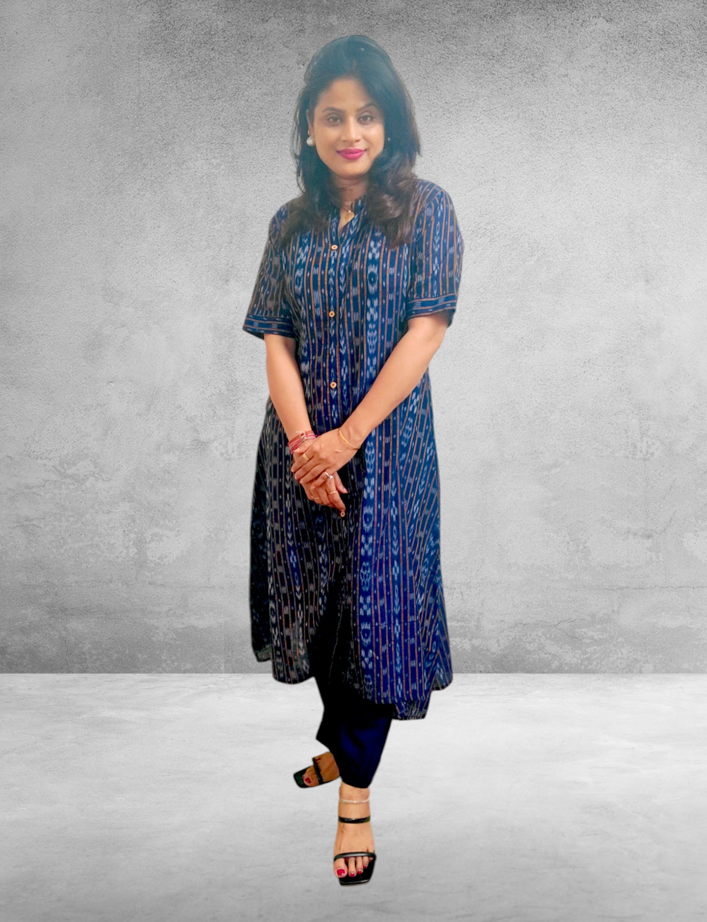 Handloom Blue Aline Kurta Set