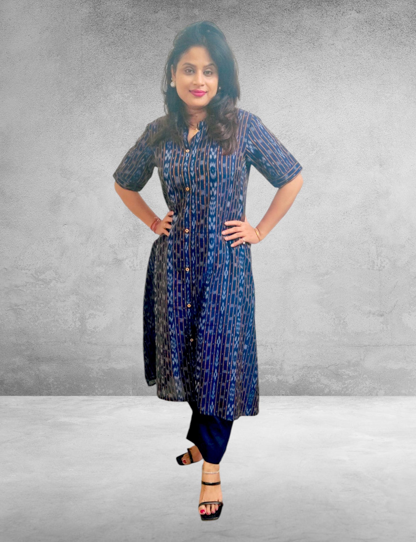 Handloom Blue Aline Kurta Set