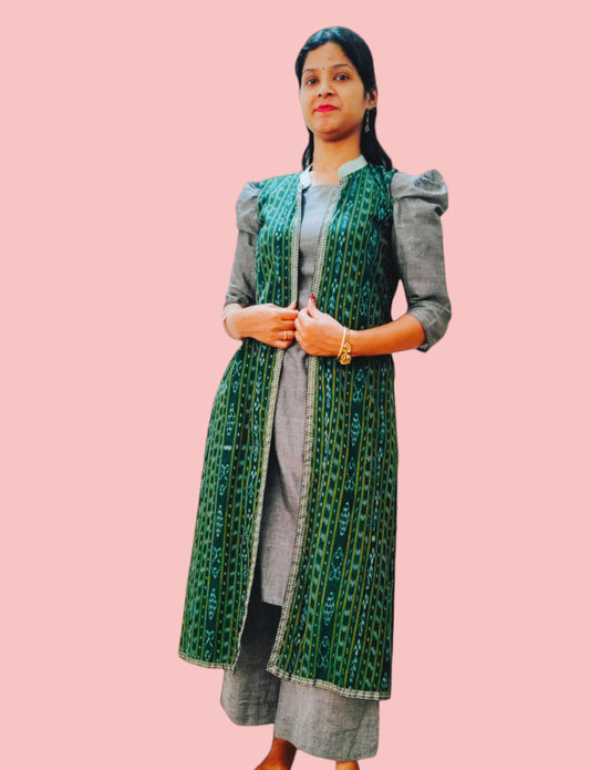 Handloom Designer Green Shrug Sets