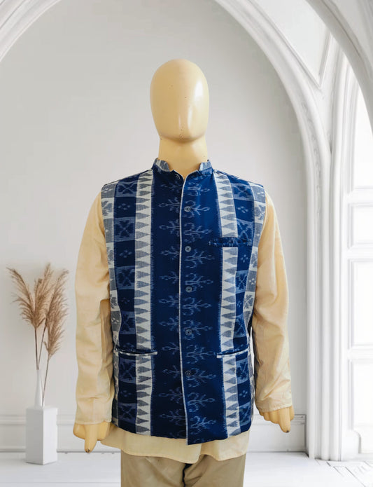 Ikkat Blue Passapali Modi Jacket