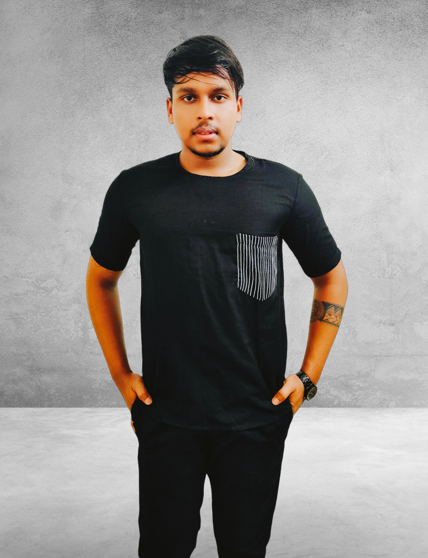 Cotton Black T-Shirt for Men | We Handloom