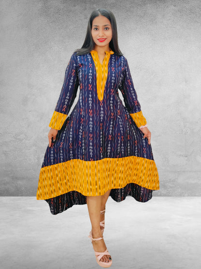 Handloom Pure Cotton Ikkat High-Low Kurta