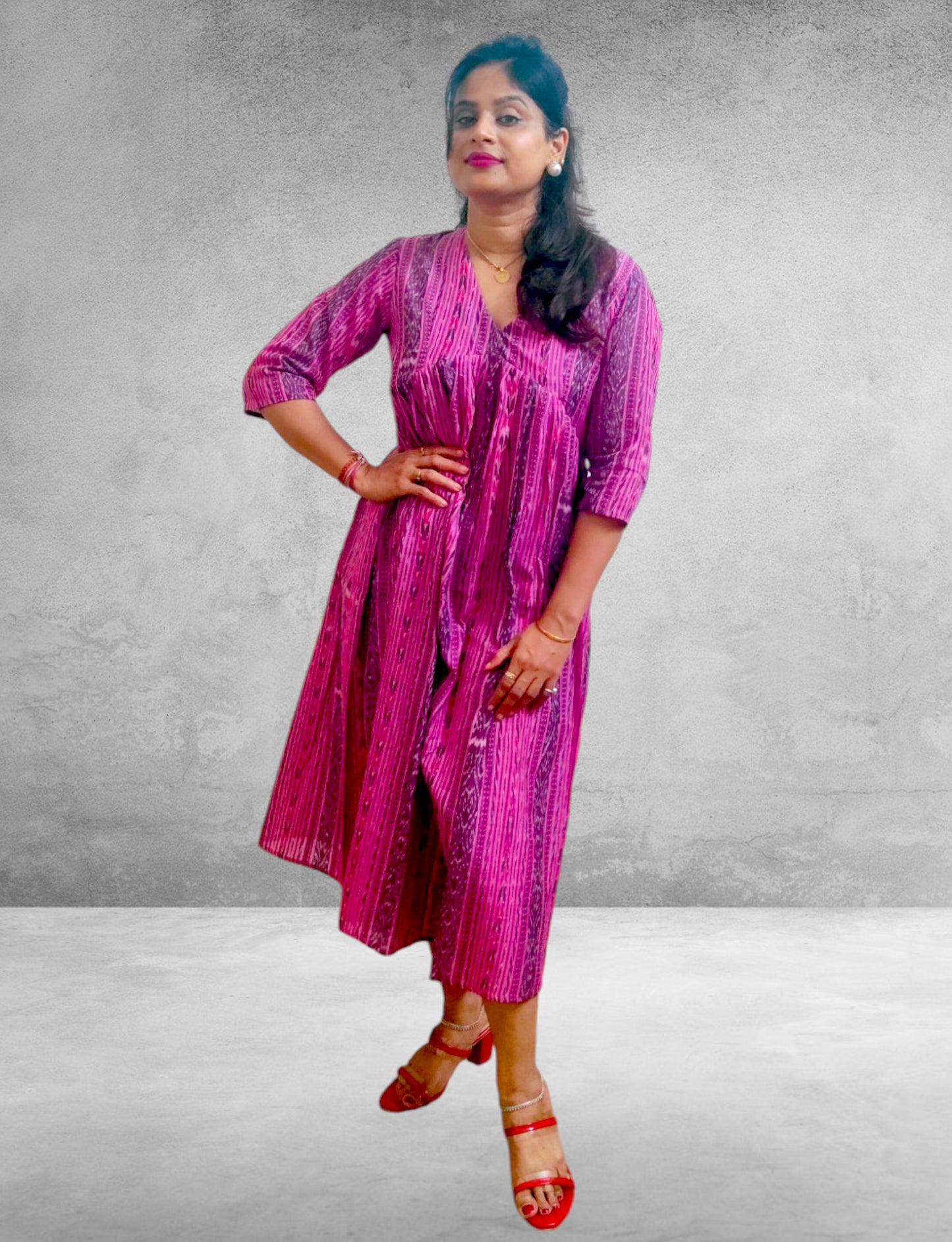 Handloom Pink Sinlge Dress