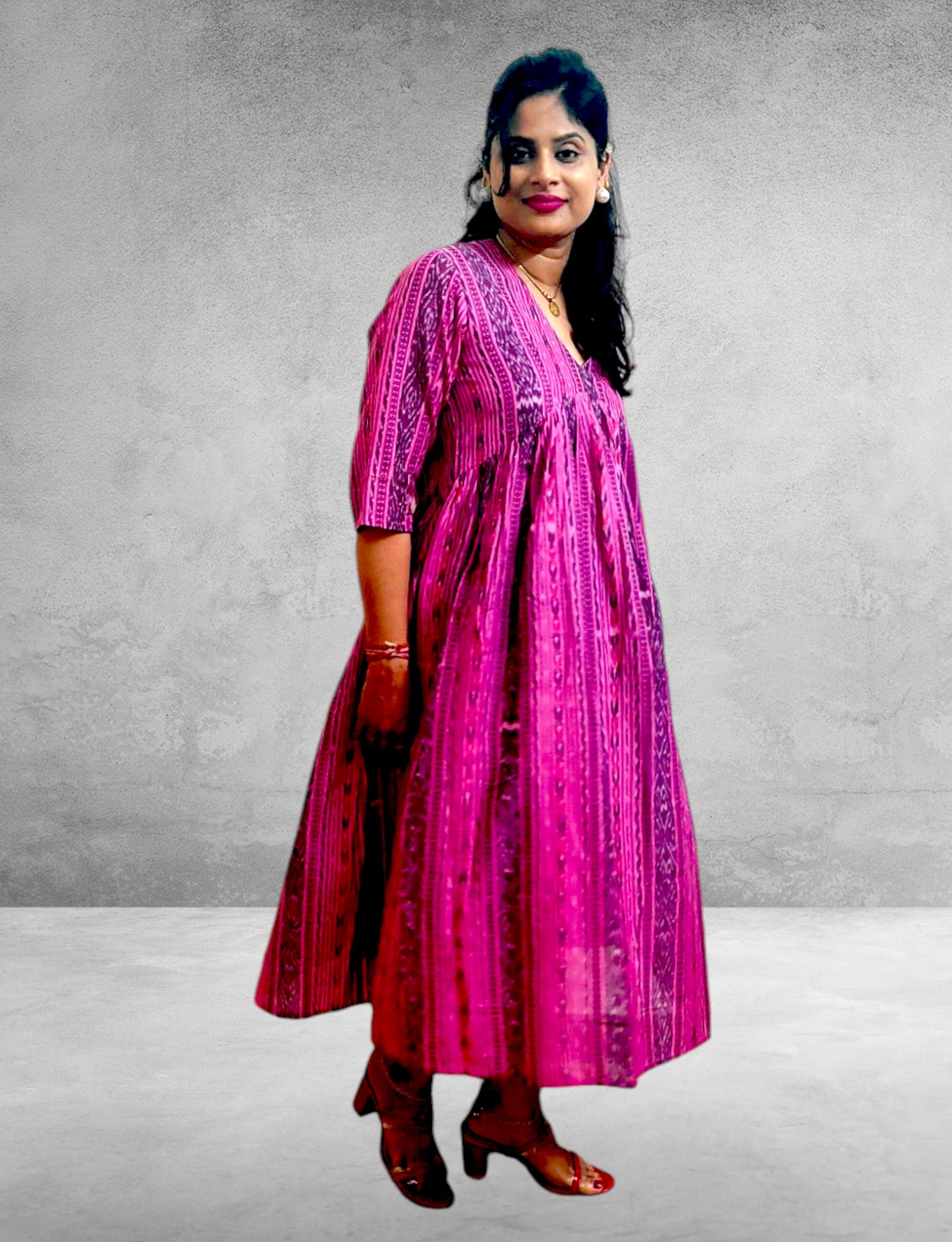 Handloom Pink Sinlge Dress