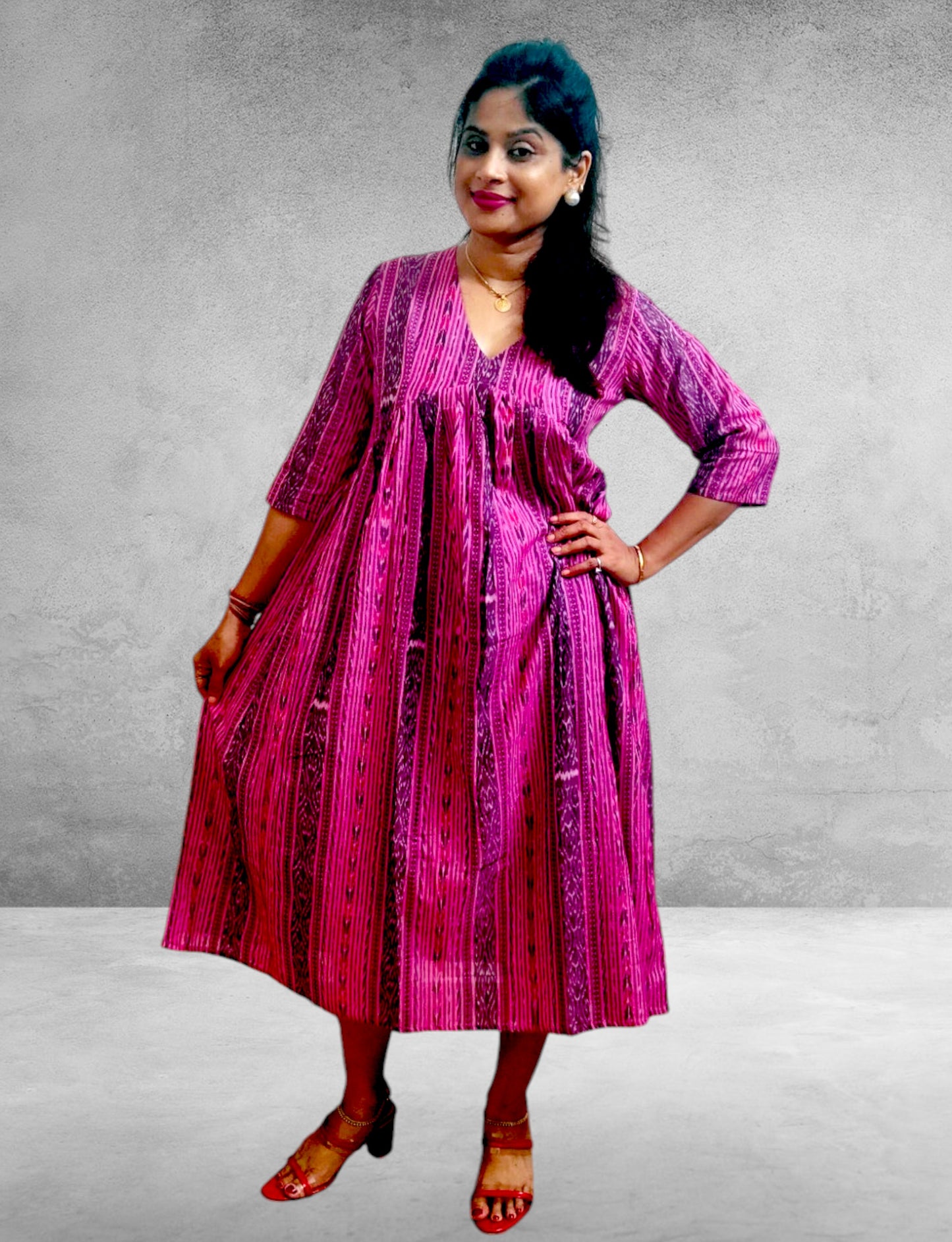 Handloom Pink Sinlge Dress