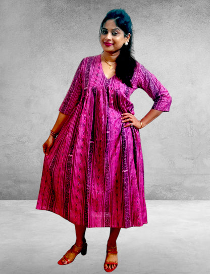 Handloom Pink Sinlge Dress