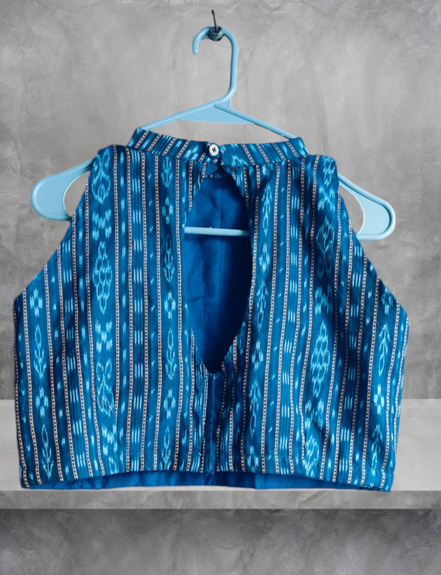 Handloom Halter Neck Blue Blouse