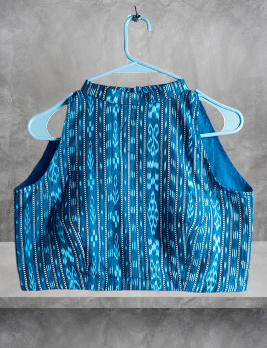 Handloom Halter Neck Blue Blouse