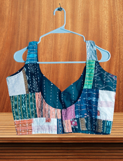 Handloom Patchwork with Kantha Stich Blouse