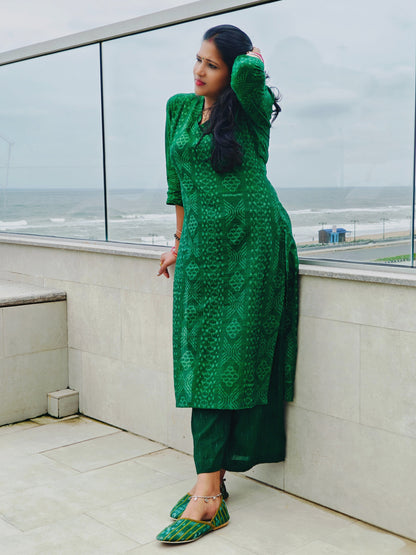 Handloom Green Straight Kurta Set