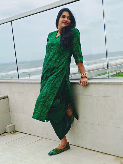 Handloom Green Straight Kurta Set