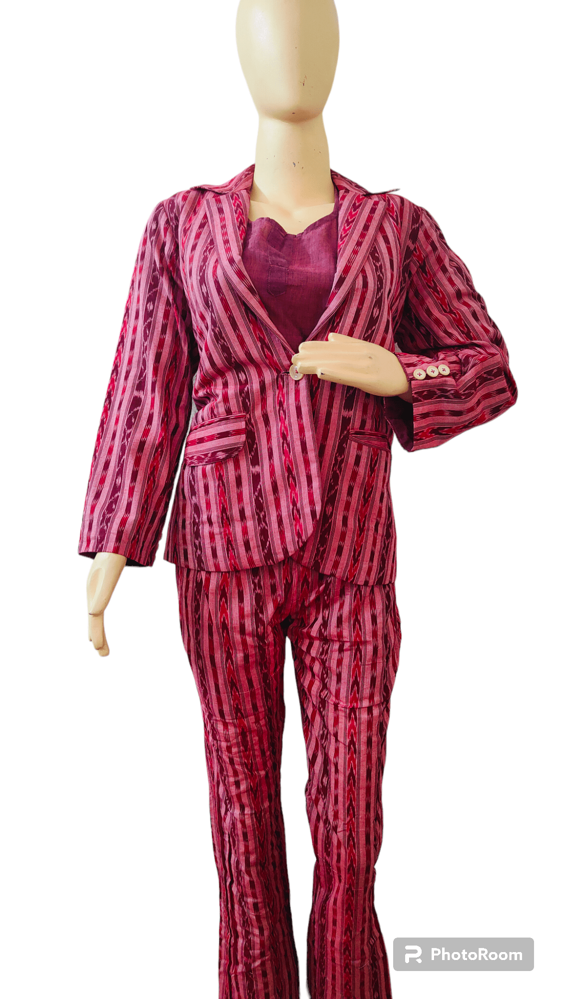 Handloom Stylish Pink Blazer Suit