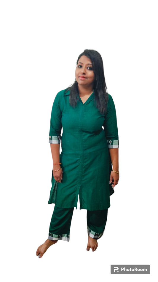 Handloom Cotton Green Coord Set