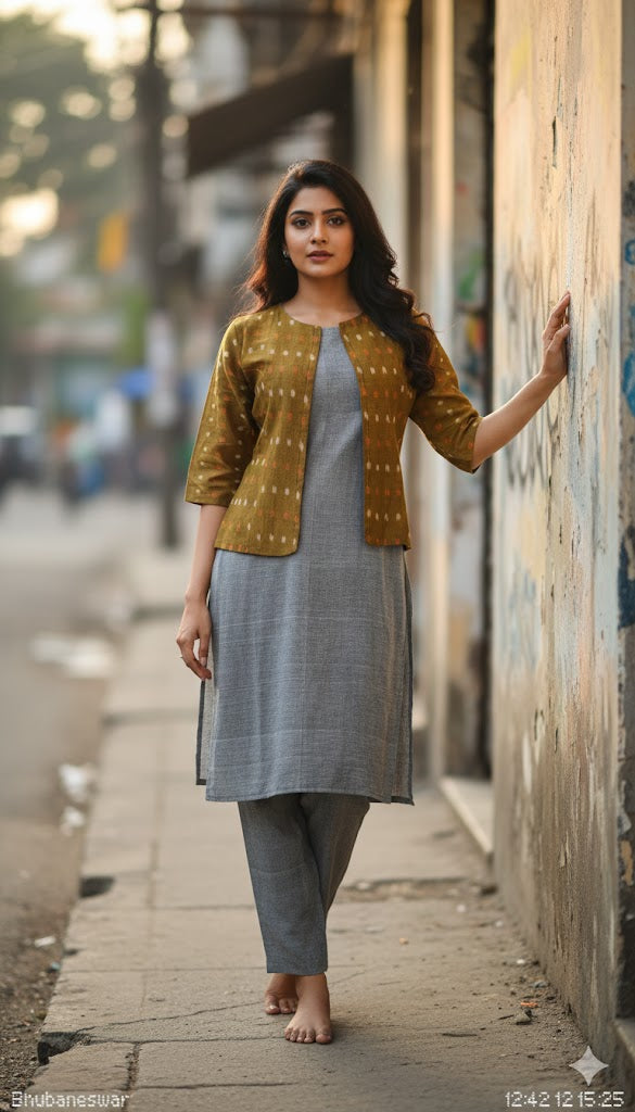 Handloom Mustard Jacket