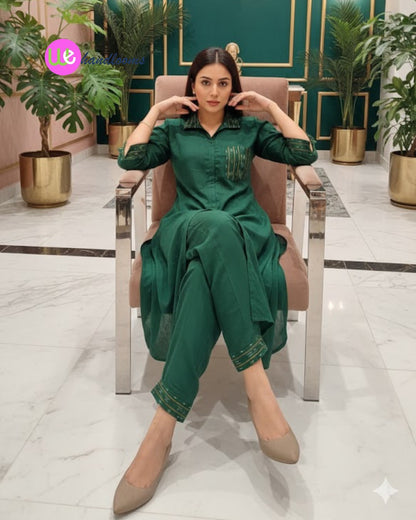 Handloom Kurta Green Coord Set