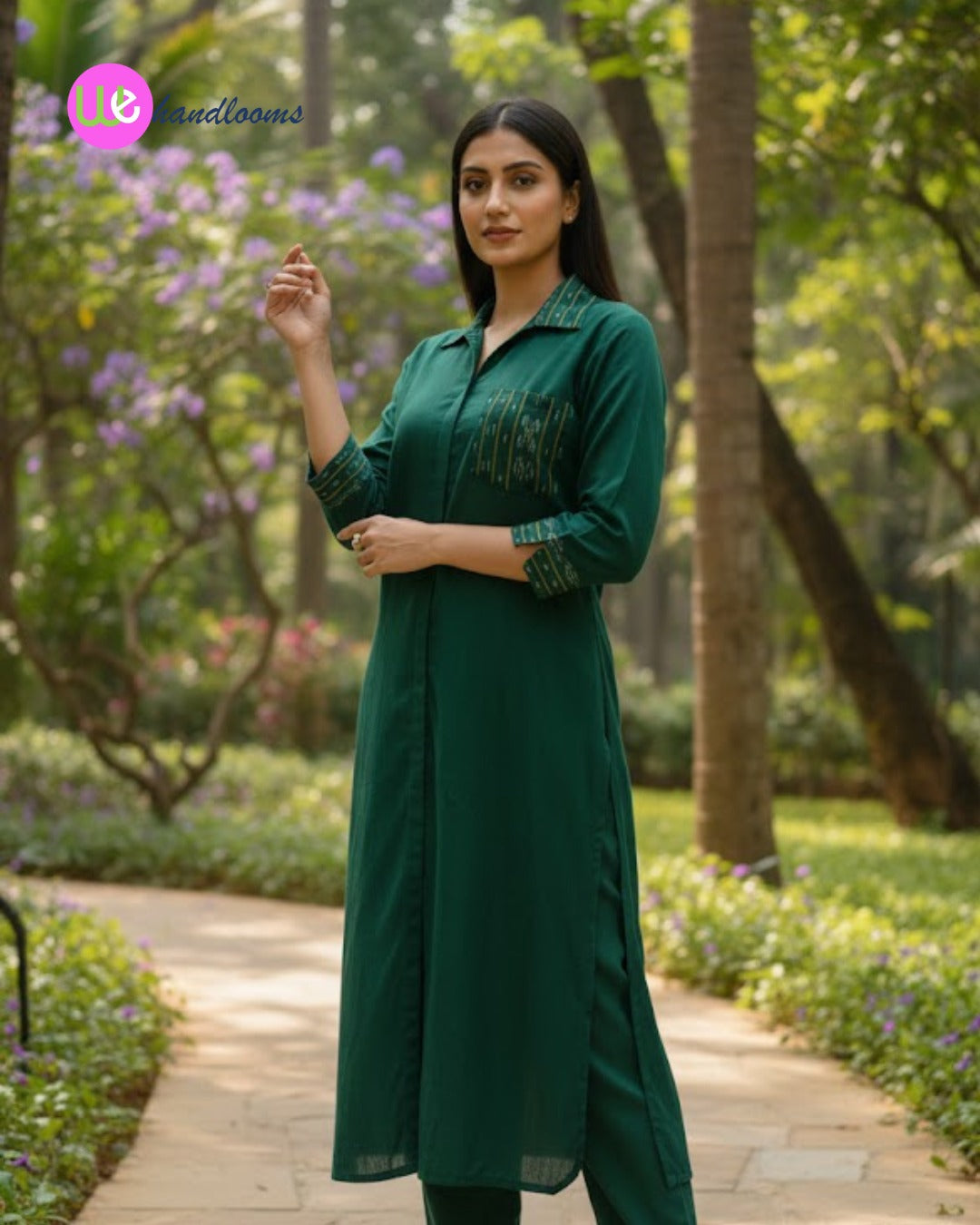 Handloom Kurta Green Coord Set