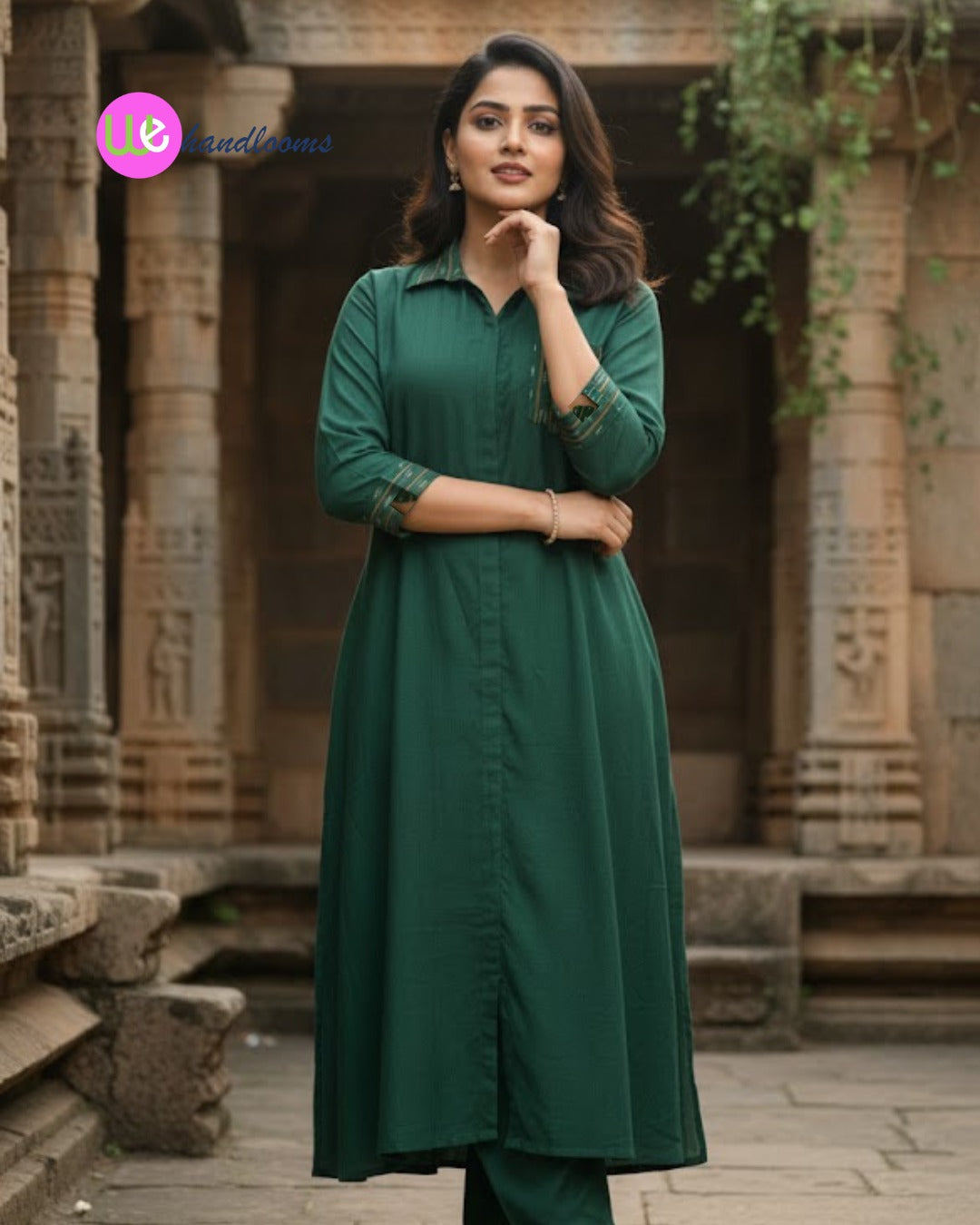 Handloom Kurta Green Coord Set