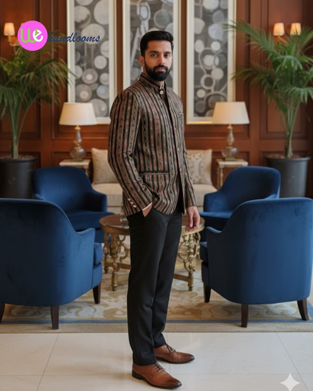 Handloom Men's Chinese Black Blazer