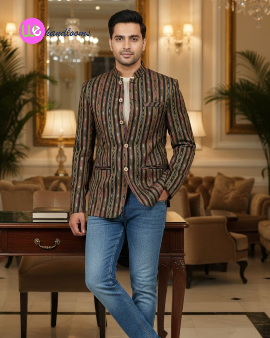 Handloom Men's Chinese Black Blazer
