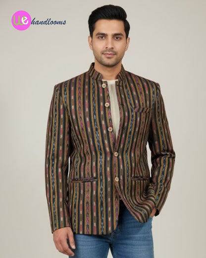 Handloom Men's Chinese Black Blazer
