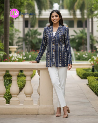 Handloom Blue Women's Blazer