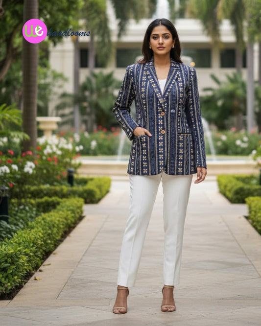 Handloom Blue Women's Blazer