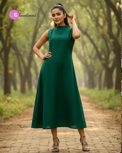 Handloom Green Halter Neck Kurta Set