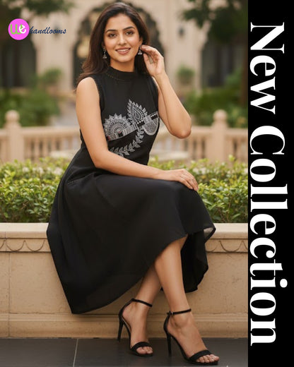 Handloom handpainted Womens Halter Neck Kurta