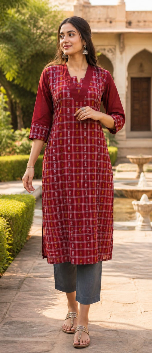 Handloom Fish motif Kurta set