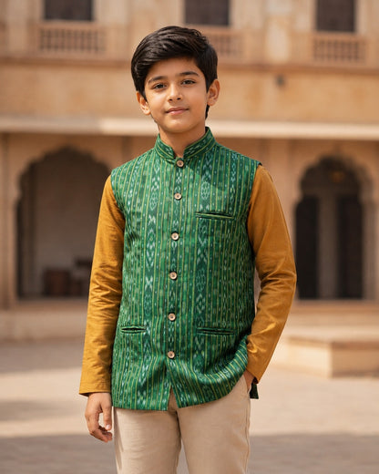 Boys Green Half Jacket